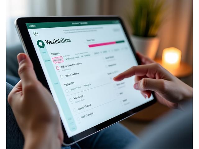 Eine Person füllt auf einem Tablet ein personalisiertes Wellness-Assessment aus, um maßgeschneiderte Empfehlungen zu erhalten.