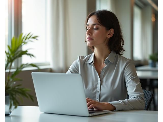 Eine Person entspannt am Schreibtisch in einem modernen Büro